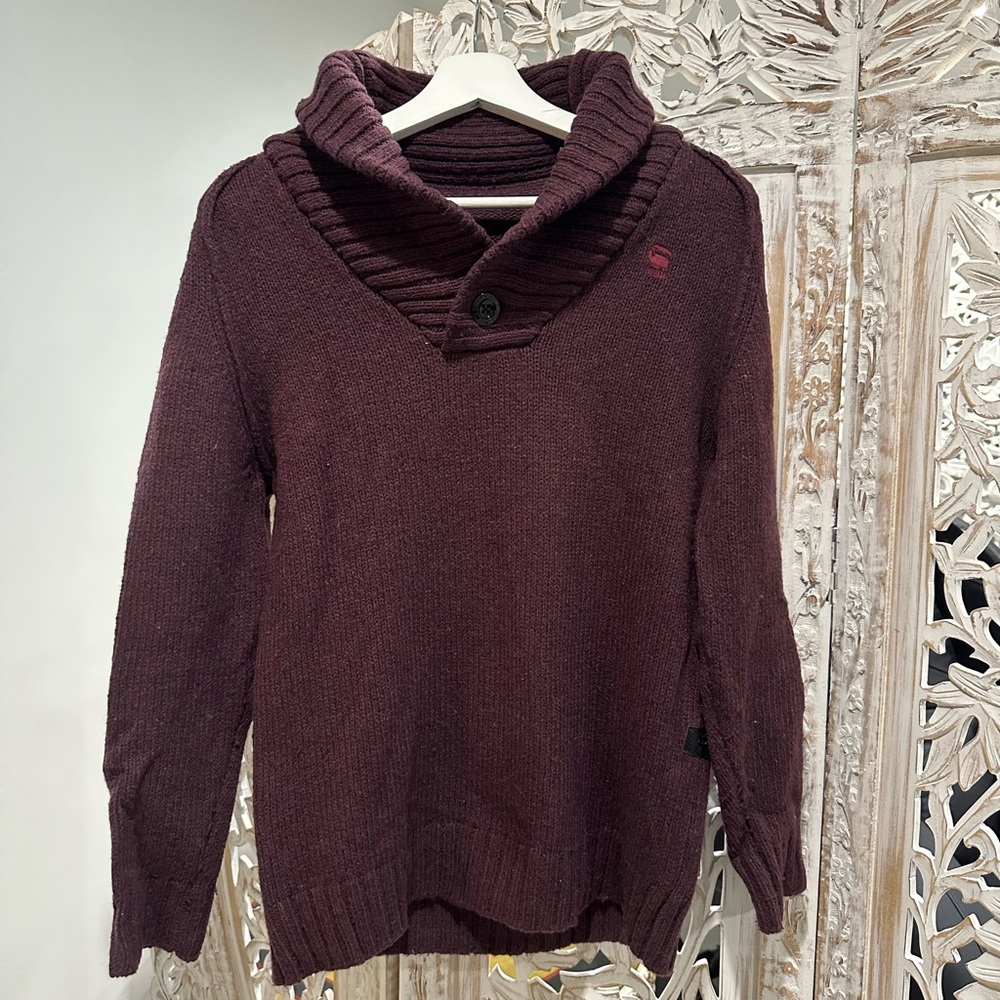 G-Star Deep Burgundy shawl collar Sweater
